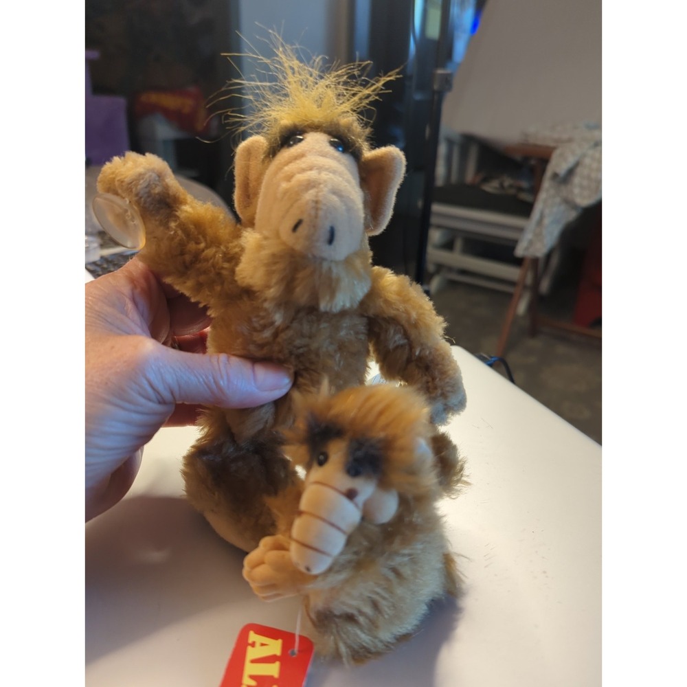 2 VINTAGE Original ALF Plush 1988 7" Window Cling Suction Cup & Clip On Hugger